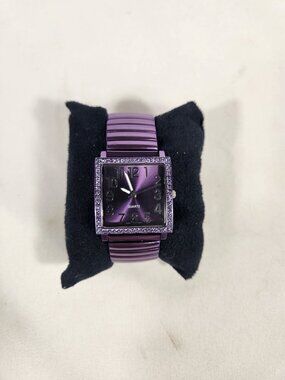 Avon Womens Purple Watch Rhinestone Steel Japan 6 - 7.5 NWOB Gift Ready
